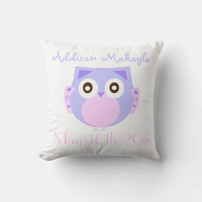 Coussins personnalisés par hibou de bébé (Recto)