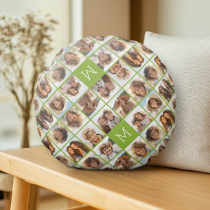 Coussins Ronds 11 Collage de photos - Grille minimale avec texte