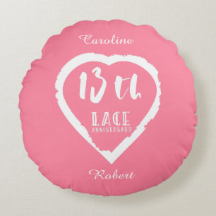 Coussins Ronds 13e anniversaire Mariage de la dentelle traditionn