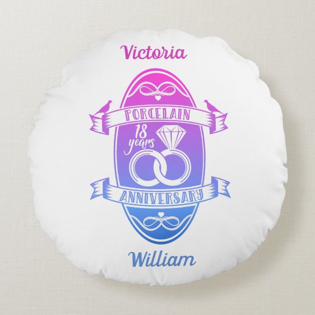 Coussins Ronds 18 traditionnel Porcelaine 18e anniversaire mariag (Devant)