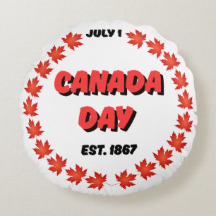 Coussins Ronds 1er juillet Fête du Canada Est. 1867