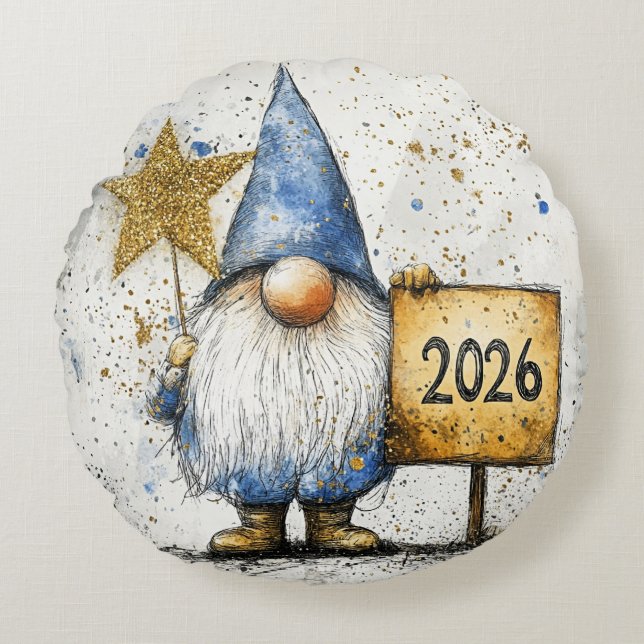 Coussins Ronds 2026, Bonne Année (Devant)