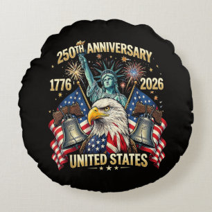 Coussins Ronds 250 Ans Anniversaire Américain 1776-2026 Drapeau U