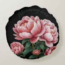 2 côtés noir & blanc Blooming love lancer oreiller