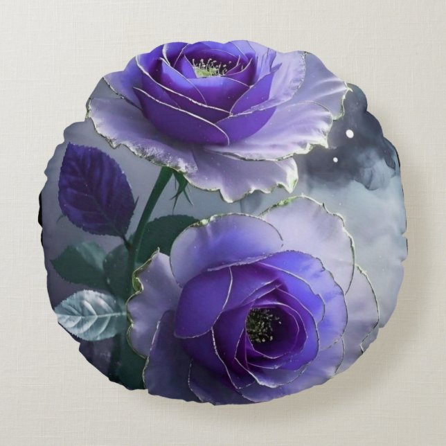 Coussins Ronds 3D Royal Blue Rose Illusion Luxury Round Pillow  (Devant)