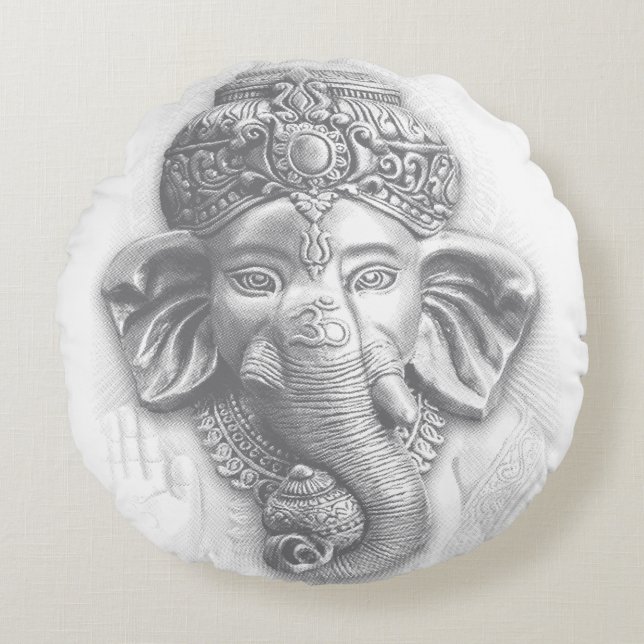 Coussins Ronds 3d Seigneur Ganesha - Om (Devant)