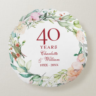 Coussins Ronds 40e anniversaire de mariage rubis Photo Fleurs de 