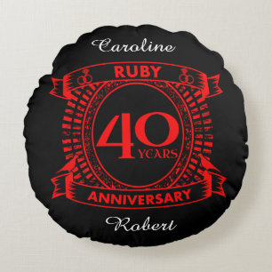 Coussins Ronds 40e anniversaire du mariage ruby crest