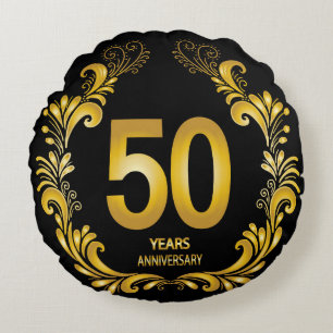Coussins Ronds 50 Ans Anniversaire Paillettes Dorées