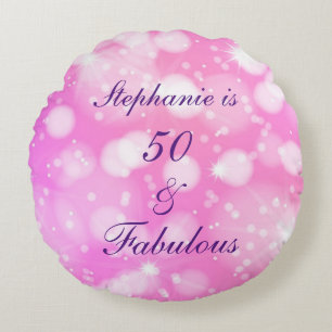 Coussins Ronds 50 Et Fabuleux Anniversaire Rose Purple Glittery