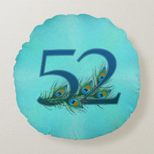 Coussins Ronds 52 Élégant Anniversaire Naissance Plume de Paon