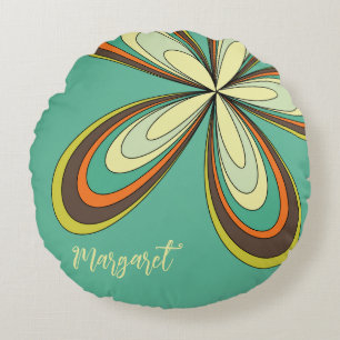 Coussins Ronds 60s super les années 70 Hippie Fleur Turquoise Dai