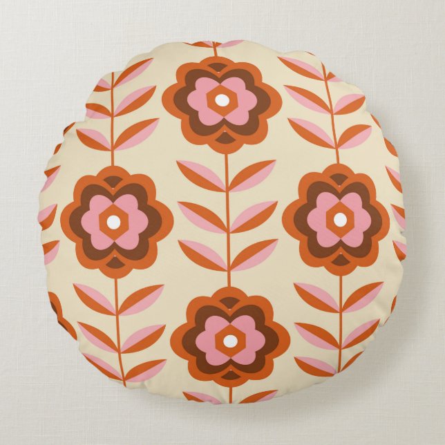 Coussins Ronds 70's Retro Seamless Pattern. 60s and 70s Aesthetic (Devant)