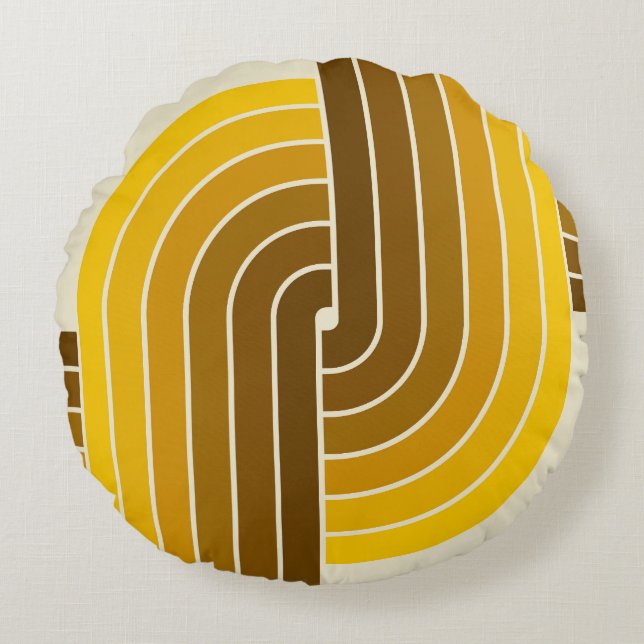 Coussins Ronds 70s Retro Vintage Style Geometric Pattern (Devant)