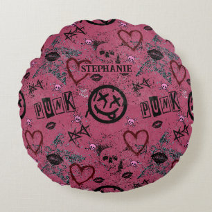 Coussins Ronds 90s Retro Rose Girly Punk