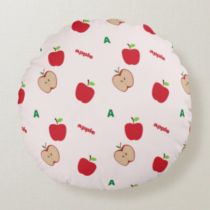 Coussins Ronds A est pour la pomme rose