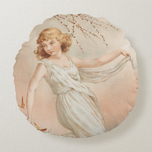 Coussins Ronds "À Pâques Joie" - Impression Vintage, L. Prang & C