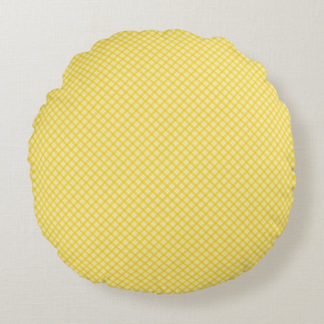 Coussins Ronds A round pillow with a yellow and white checkered  (Devant)