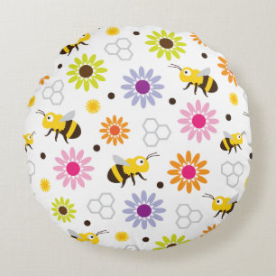 Coussins Ronds Abeille & Fleurs