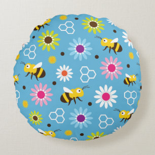 Coussins Ronds Abeille & Fleurs