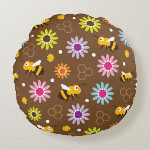 Coussins Ronds Abeille & Fleurs