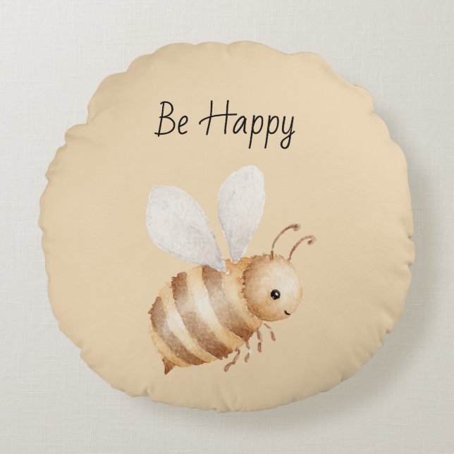 Coussins Ronds Abeille Heureuse (Devant)
