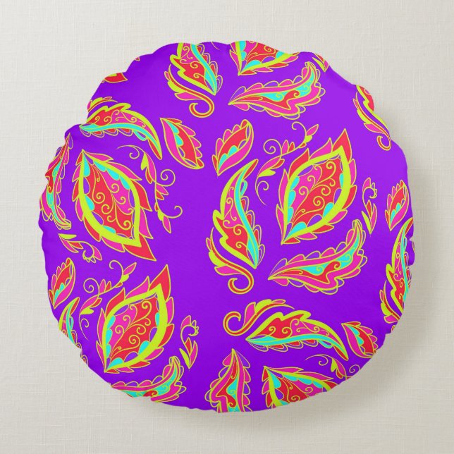 Coussins Ronds abstract,color,pattern, indian,mandala,purla (Devant)