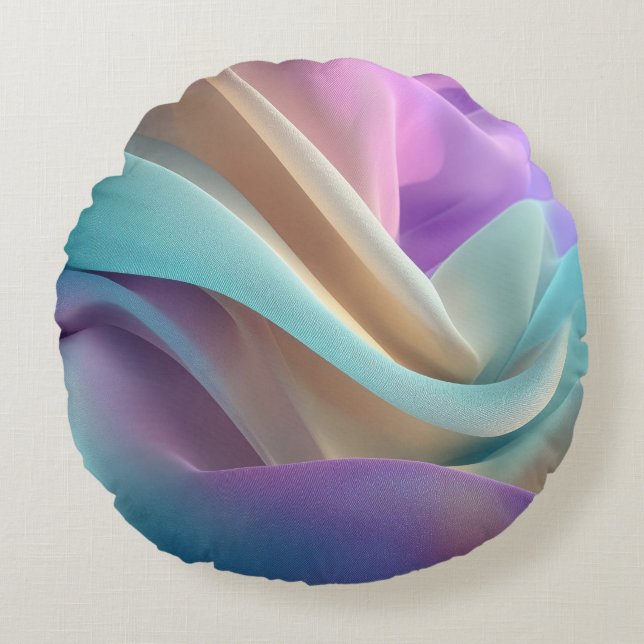 Coussins Ronds Abstract Fabric Texture in Pastel Tones (Devant)