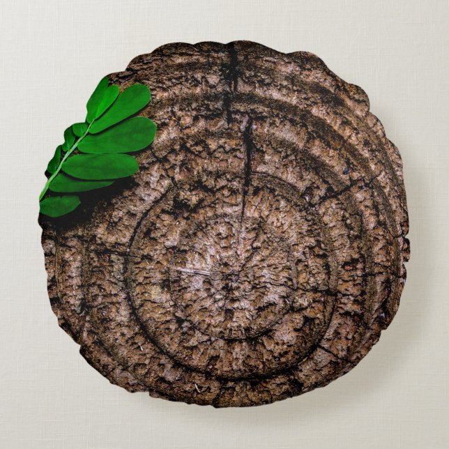 Coussins Ronds Abstract leaf tree stump green (Devant)