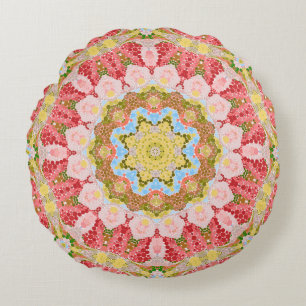 Coussins Ronds Abstract modern mosaic kaleidoscopic