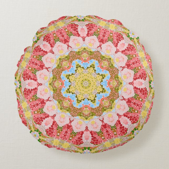 Coussins Ronds Abstract modern mosaic kaleidoscopic (Devant)