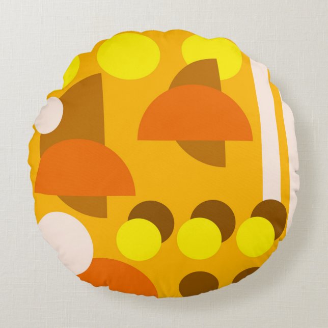 Coussins Ronds Abstrait beige jaune Brown (Devant)