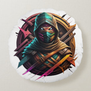 Coussins Ronds Abstrait guerrier de Ninja