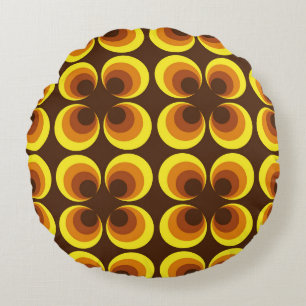 Coussins Ronds Abstrait. motif sans couture colorée des années 60