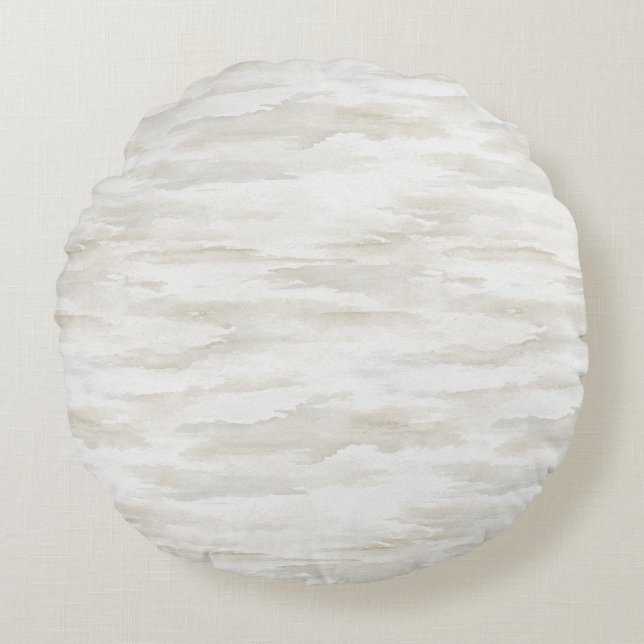 Coussins Ronds Abstrait rayures blanches crème (Devant)