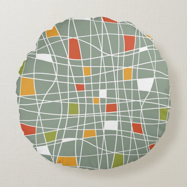 Coussins Ronds Abstrait sans fil : Design Motif moderne. (Devant)
