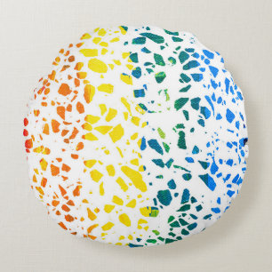 Coussins Ronds Abstrait Terrazzo Mosaic coloré Rainbow Motif