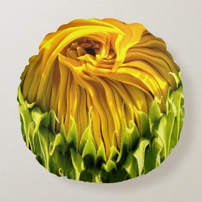 Coussins Ronds Abstrait tournesol rétro funky, géométrie effrayée (Devant)