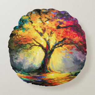 Coussins Ronds Abstraite nature spirituelle Arbre de vie