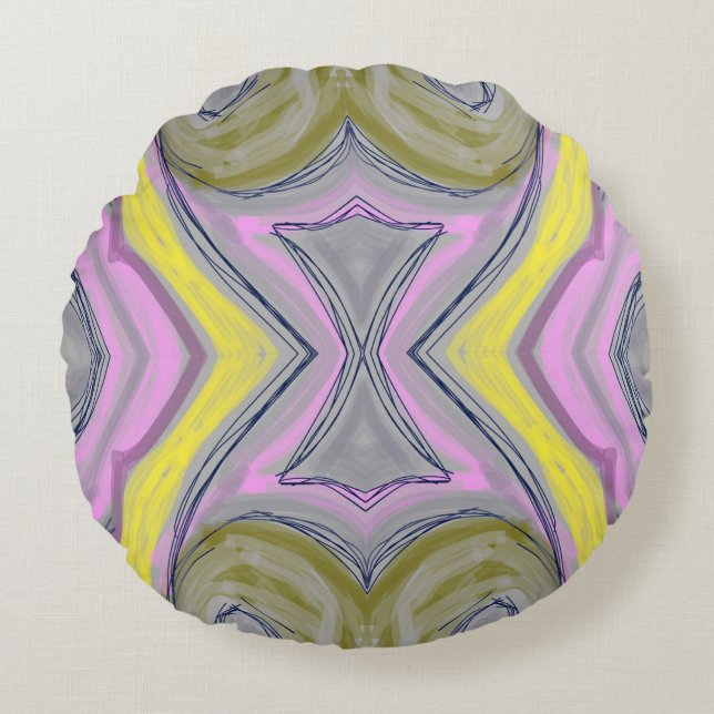 Coussins Ronds Abstrato Amarelo (Devant)