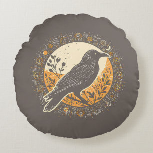 Coussins Ronds Académie sombre corbeau gothique lune horloge vign