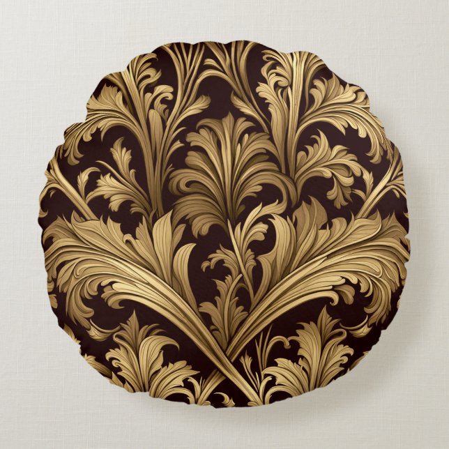 Coussins Ronds Acanthus Feuille (Ancien Ton Or) (Devant)