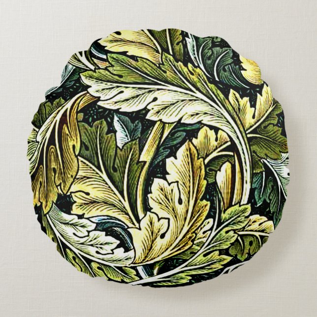Coussins Ronds Acanthus, le populaire motif William Morris (Devant)