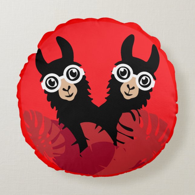 Coussins Ronds Accessoires Llama Alpaca amusants (Devant)