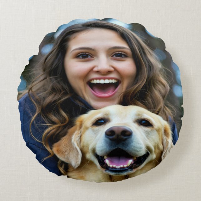Coussins Ronds Add Labrador Retriever Photo Personalize (Devant)