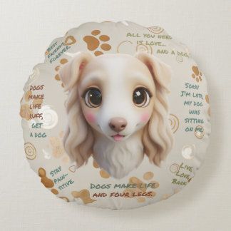 Coussins Ronds Adorable Borzoi Face Cushion Round Pillow