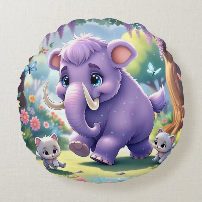Coussins Ronds Adorable Double face Baby Mammoth Design (Devant)