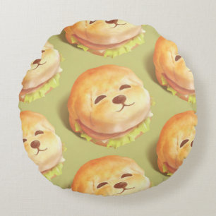 Coussins Ronds Adorable Motif de hamburger visage chien