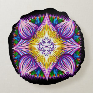 Coussins Ronds Aerographe coloré réveillant l'art de mandala de