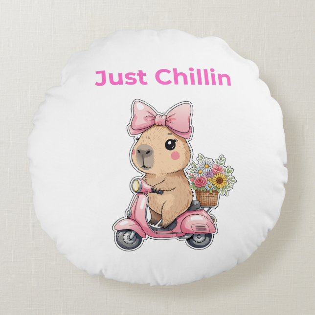 Coussins Ronds ​Aesthetic Capybara Just Chillin' Throw Pillow (Devant)